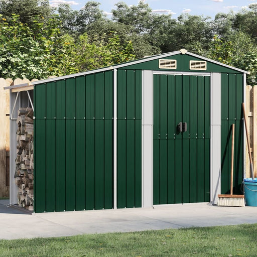 Garden Shed Green 277x93x179 Cm Galvanised Steel Tlapoa
