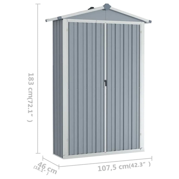 Garden Shed Grey 107.5x46x183 Cm Galvanised Steel Altbx