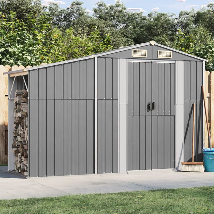 Garden Shed Grey 277x93x179 Cm Galvanised Steel Tlapol