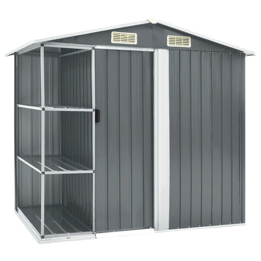 Garden Shed with Rack Grey 205x130x183 Cm Iron Aiobt