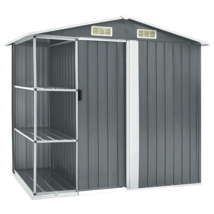 Garden Shed with Rack Grey 205x130x183 Cm Iron Aiobt