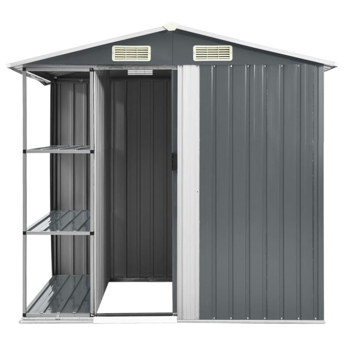Garden Shed with Rack Grey 205x130x183 Cm Iron Aiobt