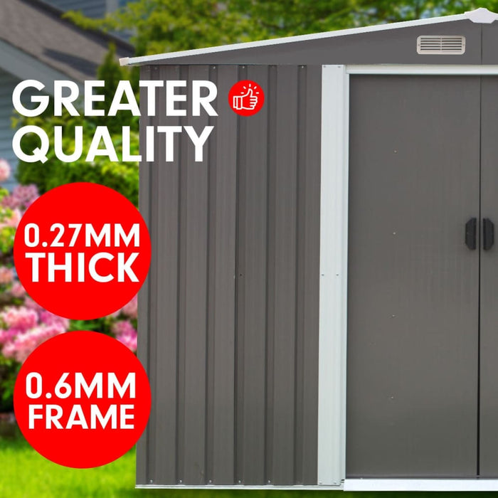 Garden Shed Spire Roof 8ft x Outdoor Storage Shelter - Grey