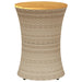 Garden Side Table Drum Shape Beige Poly Rattan And Solid