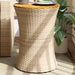 Garden Side Table Drum Shape Beige Poly Rattan And Solid