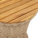 Garden Side Table Drum Shape Beige Poly Rattan And Solid