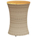 Garden Side Table Drum Shape Beige Poly Rattan And Solid