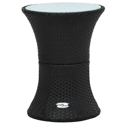 Garden Side Table Drum Shape Black Poly Rattan Anopb