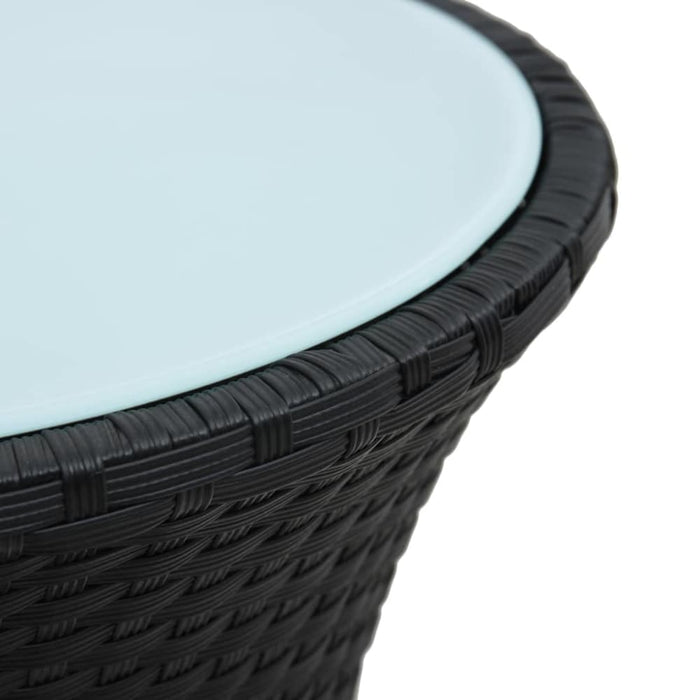 Garden Side Table Drum Shape Black Poly Rattan Anopb