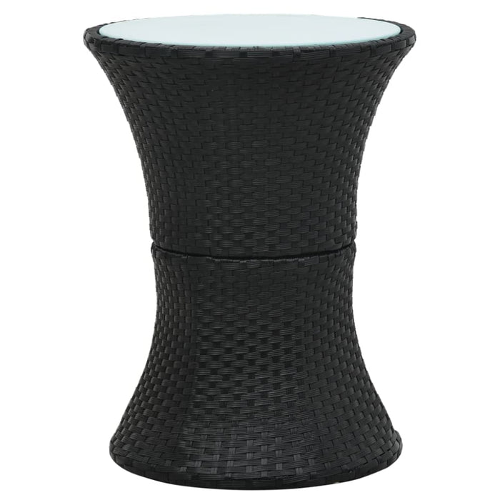 Garden Side Table Drum Shape Black Poly Rattan Anopb