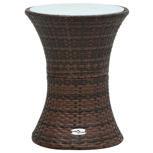 Garden Side Table Drum Shape Brown Poly Rattan Anopo