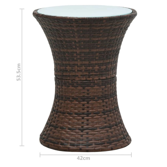 Garden Side Table Drum Shape Brown Poly Rattan Anopo