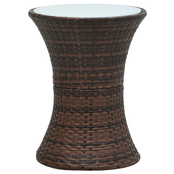 Garden Side Table Drum Shape Brown Poly Rattan Anopo