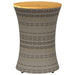 Garden Side Table Drum Shape Grey Poly Rattan And Solid
