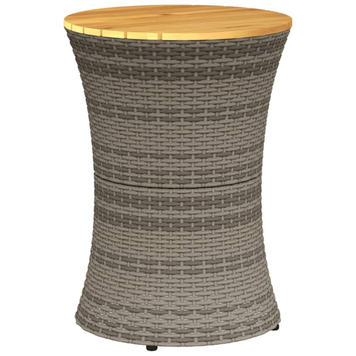 Garden Side Table Drum Shape Grey Poly Rattan And Solid