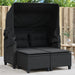 Garden Sofa 2-seater with Canopy and Stools Black Poly