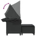 Garden Sofa 2-seater with Canopy and Stools Black Poly