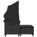 Garden Sofa 2-seater with Canopy and Stools Black Poly