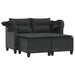 Garden Sofa 2-seater with Canopy and Stools Black Poly