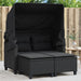 Garden Sofa 2-seater with Canopy and Stools Black Poly
