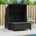 Garden Sofa 2-seater with Canopy and Stools Black Poly