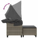 Garden Sofa 2-seater with Canopy and Stools Grey Poly