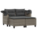 Garden Sofa 2-seater with Canopy and Stools Grey Poly