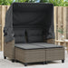Garden Sofa 2-seater with Canopy and Stools Grey Poly