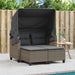 Garden Sofa 2-seater with Canopy and Stools Grey Poly