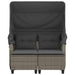 Garden Sofa 2-seater with Canopy and Stools Grey Poly