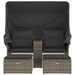 Garden Sofa 2-seater with Canopy and Stools Grey Poly
