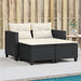 Garden Sofa 2-seater with Stools Black Poly Rattan Tlpikb