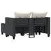 Garden Sofa 2-seater with Stools Black Poly Rattan Tlpikb
