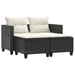 Garden Sofa 2-seater with Stools Black Poly Rattan Tlpikb