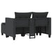 Garden Sofa 2-seater with Stools Black Poly Rattan Tlpiko
