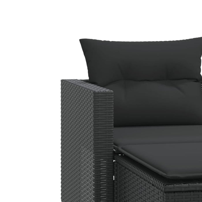 Garden Sofa 2-seater with Stools Black Poly Rattan Tlpiko
