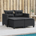 Garden Sofa 2-seater with Stools Black Poly Rattan Tlpiko