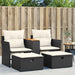 Garden Sofa 2-seater with Stools Black Poly Rattan Tlpnbt