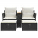 Garden Sofa 2-seater with Stools Black Poly Rattan Tlpnbt
