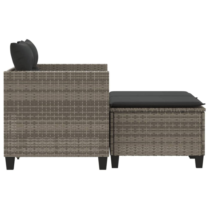 Garden Sofa 2-seater with Stools Grey Poly Rattan Tlpikt