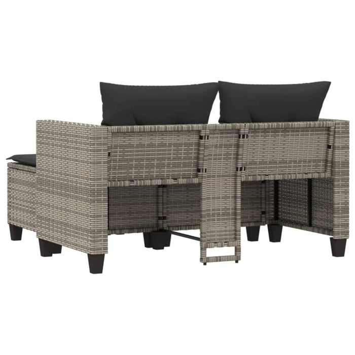 Garden Sofa 2-seater with Stools Grey Poly Rattan Tlpikt