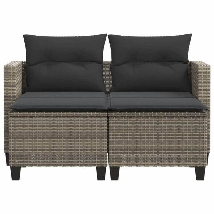 Garden Sofa 2-seater with Stools Grey Poly Rattan Tlpikt