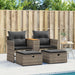 Garden Sofa 2-seater with Stools Grey Poly Rattan Tlpnba