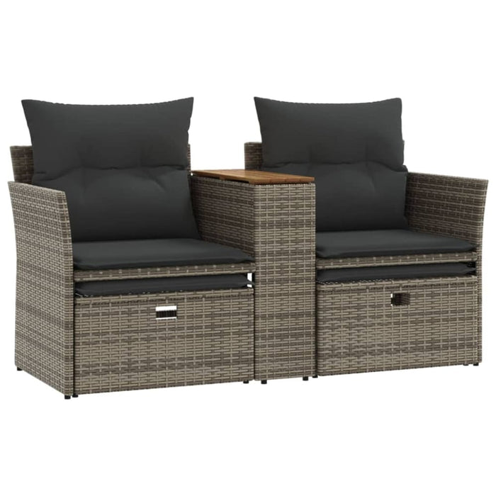 Garden Sofa 2-seater with Stools Grey Poly Rattan Tlpnba