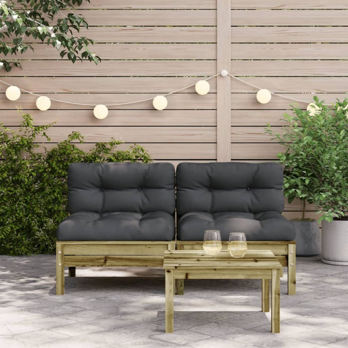 Garden Sofa Armless with Cushions 2 Pcs Impregnated Wood