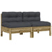 Garden Sofa Armless with Cushions 2 Pcs Impregnated Wood