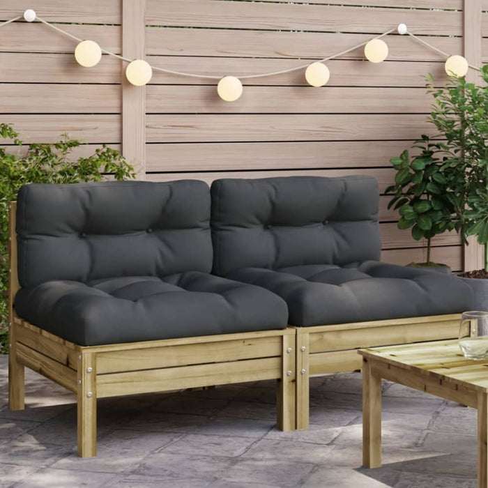 Garden Sofa Armless with Cushions 2 Pcs Impregnated Wood