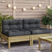 Garden Sofa Armless with Cushions 2 Pcs Impregnated Wood