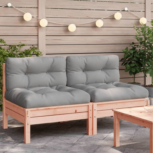 Garden Sofa Armless with Cushions 2 Pcs Solid Wood Douglas
