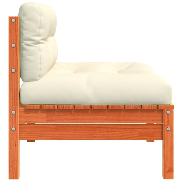 Garden Sofa Armless with Cushions 2 Pcs Wax Brown Solid